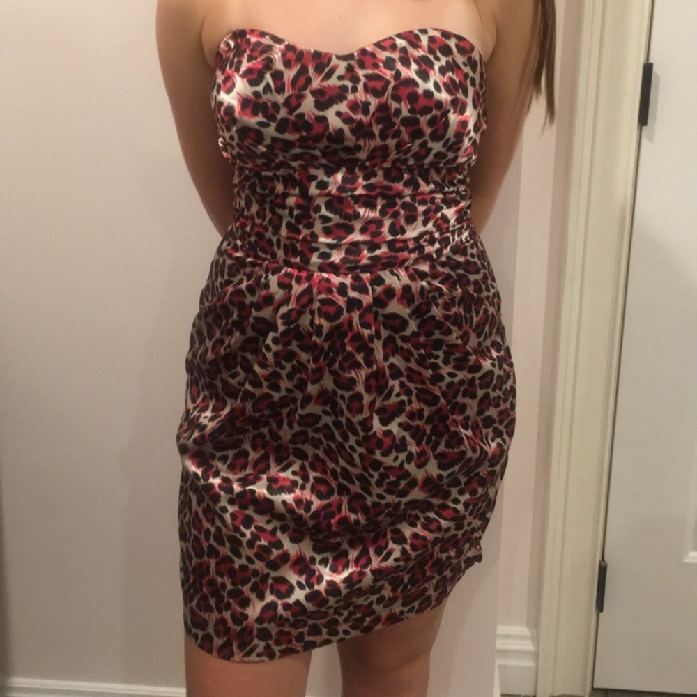 Cheetah print strapless dress
